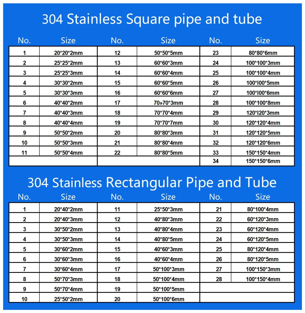 Weld ERW Rectangular and Square Stainless Steel Pipe Tube